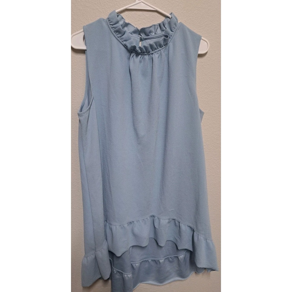 Lane Bryant Light Blue Sleeveless Ruffle Hem Shift Dress Size 14/16 Stretch